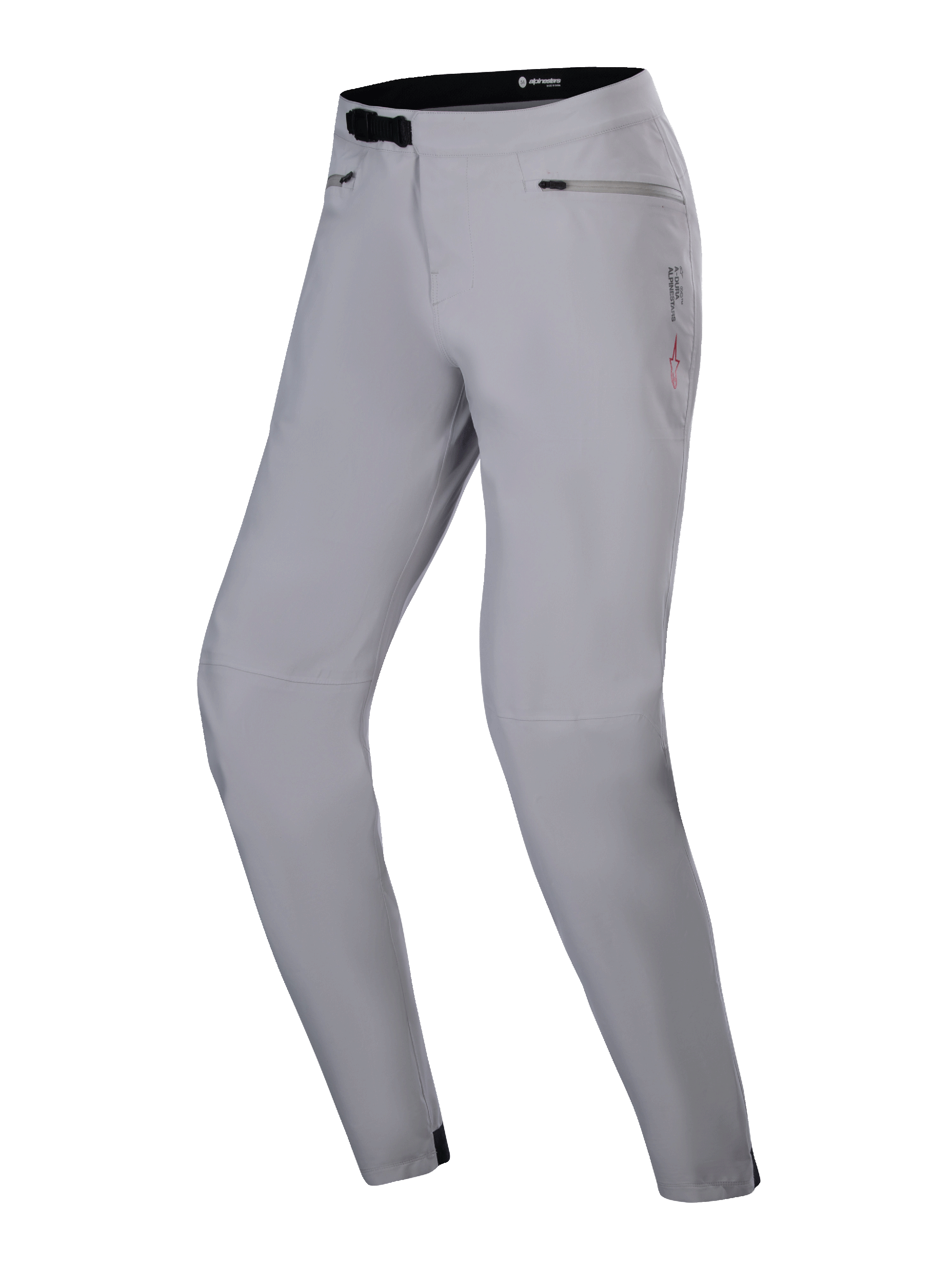 Alpinestars Stella A-Dura Waterproof Pant, calças de MTB para mulher, cinzento titanium, com fecho de catraca preto na cintura e bolsos de mão com fecho, design técnico com logótipos subtis, equipamento de performance impermeável para ciclismo