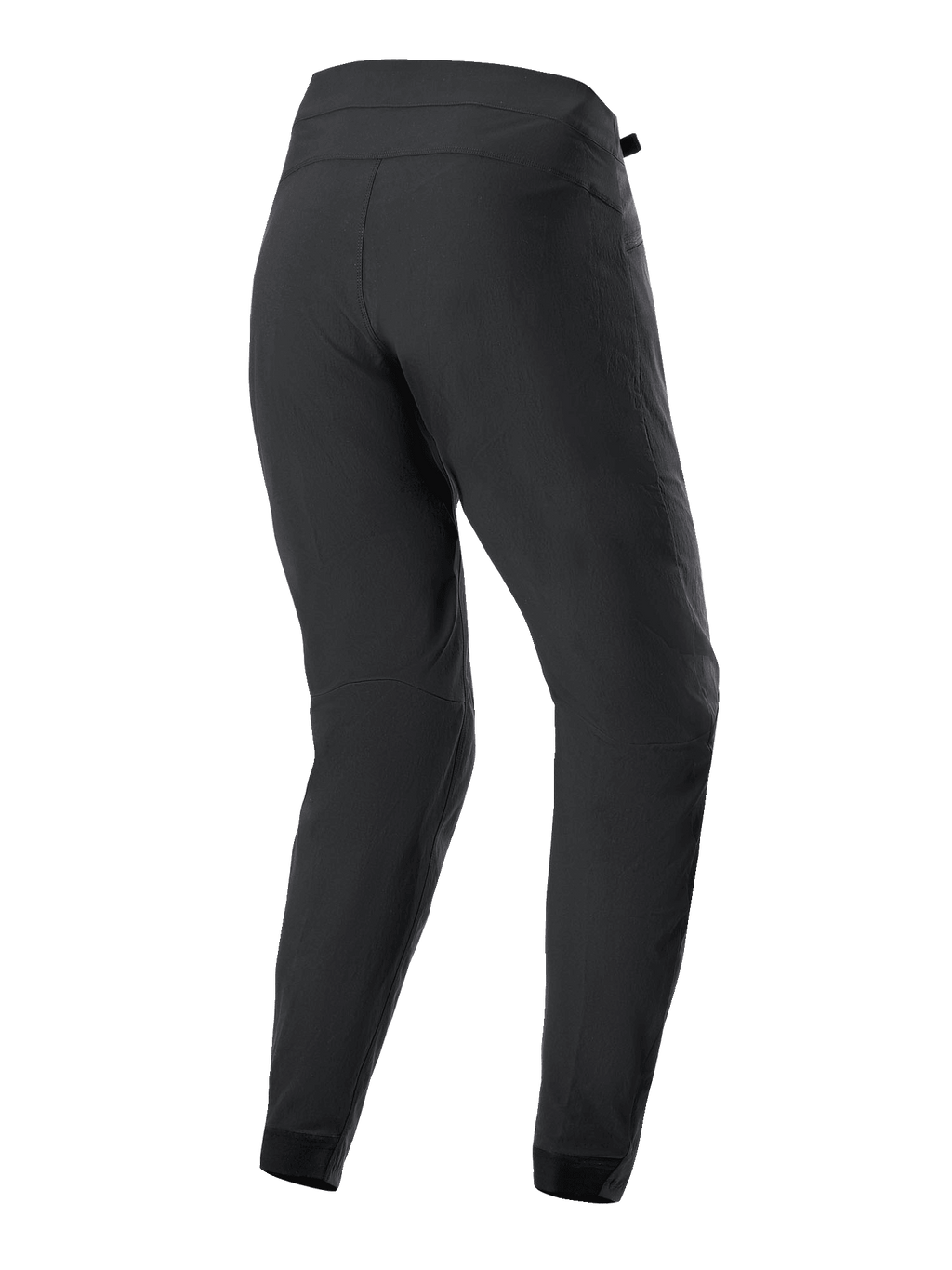 Calças Alpinestars Stella A-Dura Femininas, calças de ciclismo MTB, pretas, vista traseira que mostra a construção ergonómica, o corte afunilado e o tecido durável com elasticidade bidirecional para mountain bike.