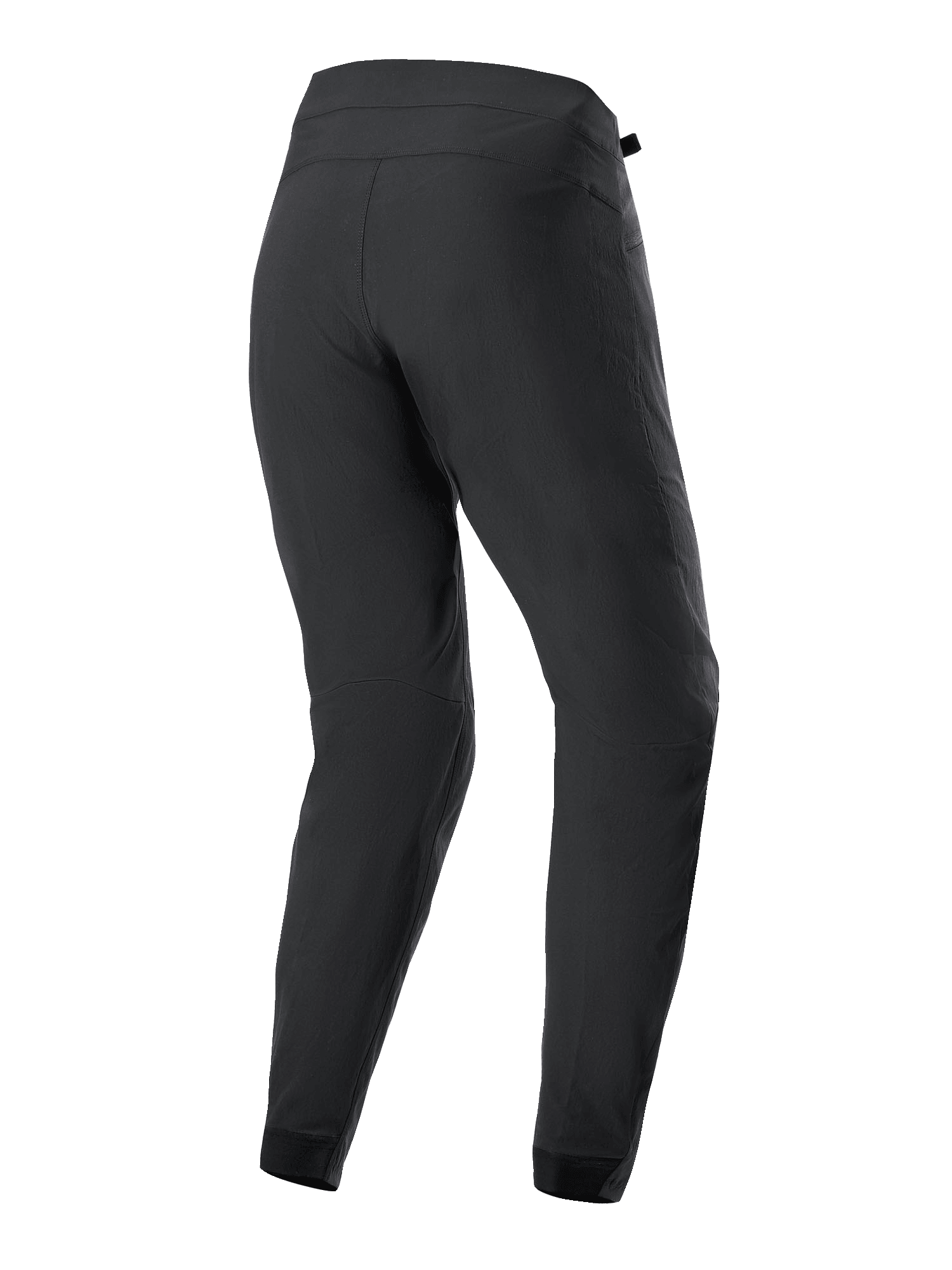 Calças Alpinestars Stella A-Dura Femininas, calças de ciclismo MTB, pretas, vista traseira que mostra a construção ergonómica, o corte afunilado e o tecido durável com elasticidade bidirecional para mountain bike.