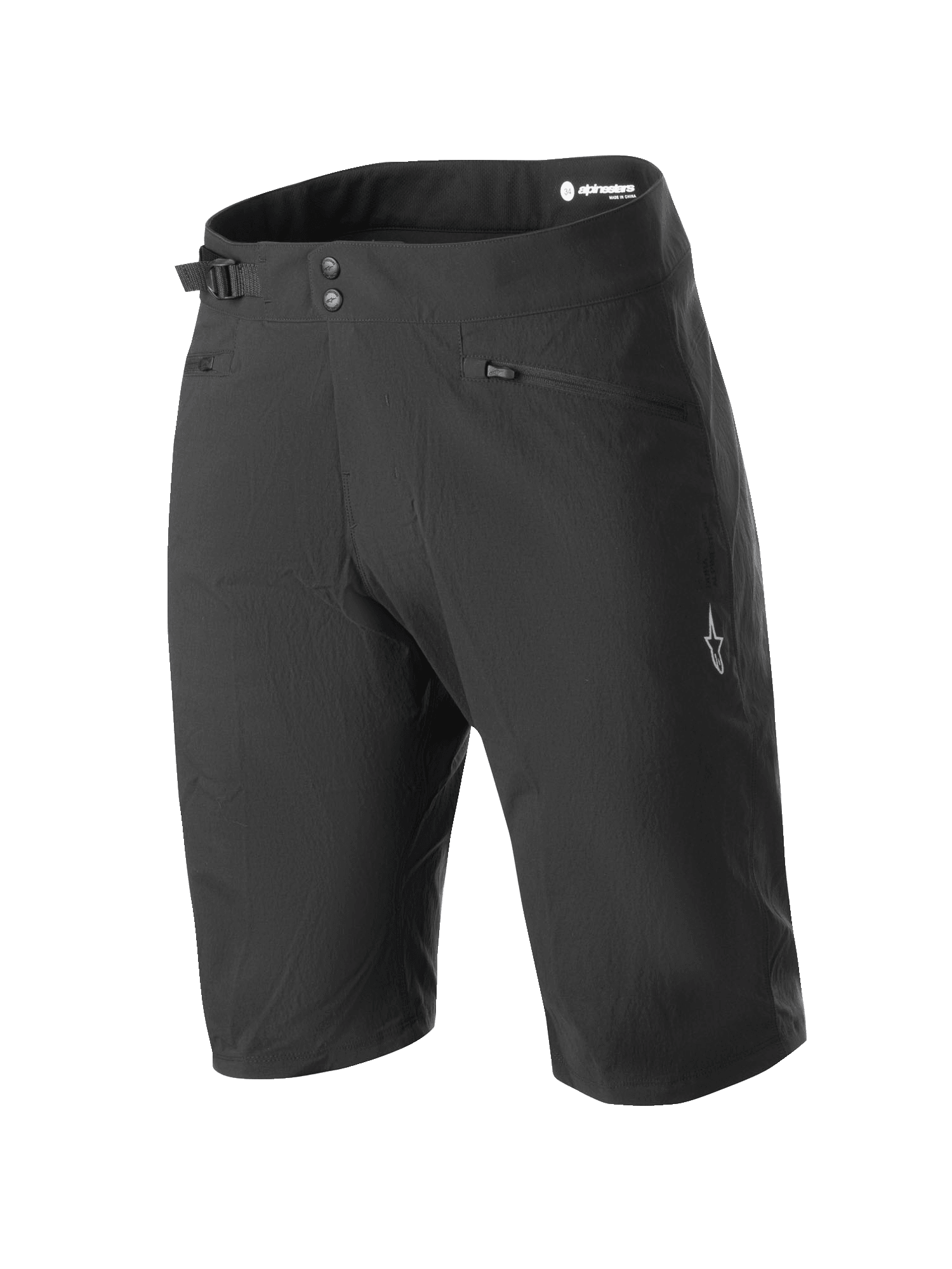 Alpinestars Stella A-Dura Shorts, calções de BTT para mulher, pretos, com fecho de botões de pressão duplos e ajuste lateral na cintura, bolsos com fecho de correr, design técnico pelo joelho em tecido durável com elasticidade bidirecional