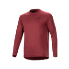 Alpinestars A-Dura Thermal Jersey, camisola de ciclismo de manga comprida, cor de vinho, tecido isolante texturizado com um pequeno logótipo de estrela preto no peito, bainha traseira alongada para a prática de BTT