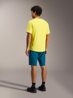 A-Dura Ride Short Sleeve Jersey in Yellow Fluo, rear view showing the dropped tail design for mountain bike performance.