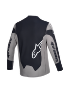Alpinestars Camisola A-Dura Race, camisola de ciclismo MTB de manga comprida, vista traseira, cinzenta e preta com logótipos brancos