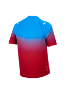 Camisola A-Dura ASTARS 2.0 de manga curta, gradiente azul e vermelho vivo, topo de MTB com detalhes de estrelas brancas.