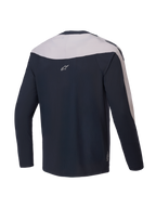 Alpinestars Camisola A-Supra Melt, camisola de ciclismo MTB de manga comprida, vista traseira, preta e cinzenta clara, poliéster microperfurado leve com painéis elásticos