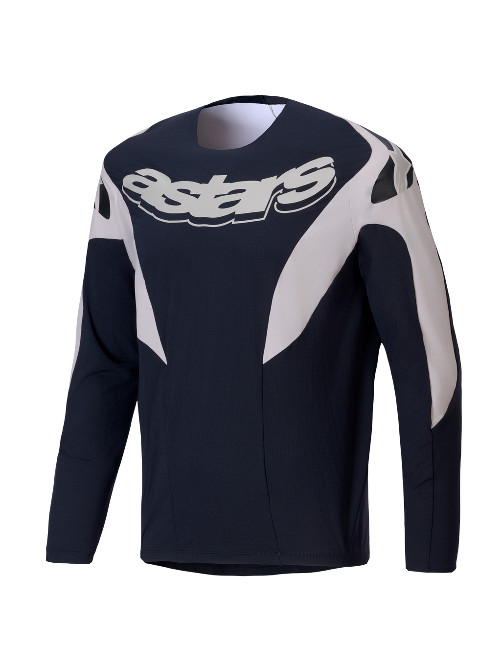 Alpinestars Camisola A-Supra Melt, camisola de manga comprida para MTB de homem, preta e branca com gráficos arrojados com logótipo no peito e construção elástica e ventilada