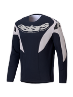 Alpinestars Camisola A-Supra Melt, camisola de manga comprida para MTB de homem, preta e branca com gráficos arrojados com logótipo no peito e construção elástica e ventilada