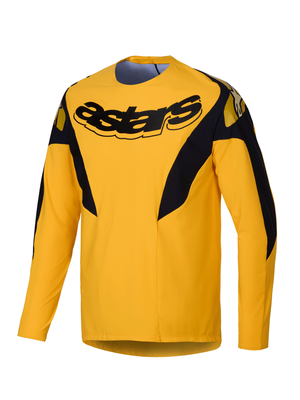 Alpinestars Camisola A-Supra Melt Gold Edição Limitada, camisola MTB de manga comprida para homem, amarelo escuro, poliéster microperfurado leve e ventilado com painéis elásticos