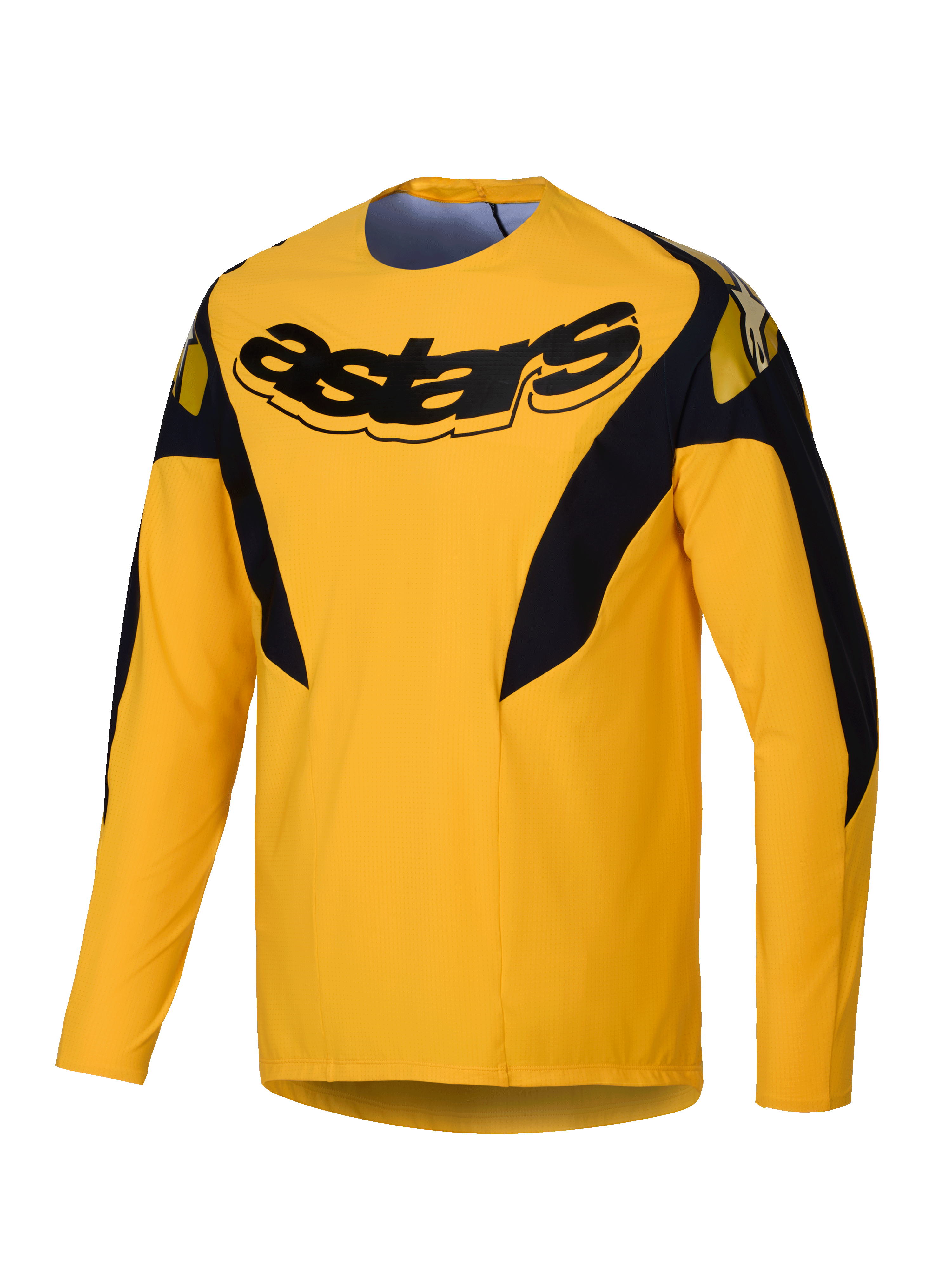 Alpinestars Camisola A-Supra Melt Gold Edição Limitada, camisola MTB de manga comprida para homem, amarelo escuro, poliéster microperfurado leve e ventilado com painéis elásticos