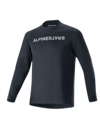 Alpinestars A-Aria Switch Long Sleeve Jersey, MTB Cycling Jersey, Black, bold white Alpinestars logo on chest, crew neck, lightweight breathable fabric, performance fit for off-road riding