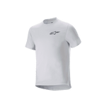 Alpinestars A-Aria Astar Jersey, camisola de ciclismo de manga curta, White Dove, com um pequeno logótipo Alpinestars preto no peito, ajuste de performance com parte traseira mais longa para a prática de MTB