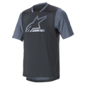 Alpinestars Drop 6 V2 Jersey - Short Sleeve, Grisaille Black, MTB Jersey, technical poly-fabric with dark grey body and light grey sleeves, large silver Alpinestars logo on chest, mesh inserts for airflow, relaxed fit for off-road cycling