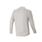 Camisola de Manga Comprida Alpinestars A-Dura Switch, cinzento claro, vista traseira mostrando as mangas compridas e o design de cauda mais longa, tecido jacquard leve com absorção de humidade para BTT