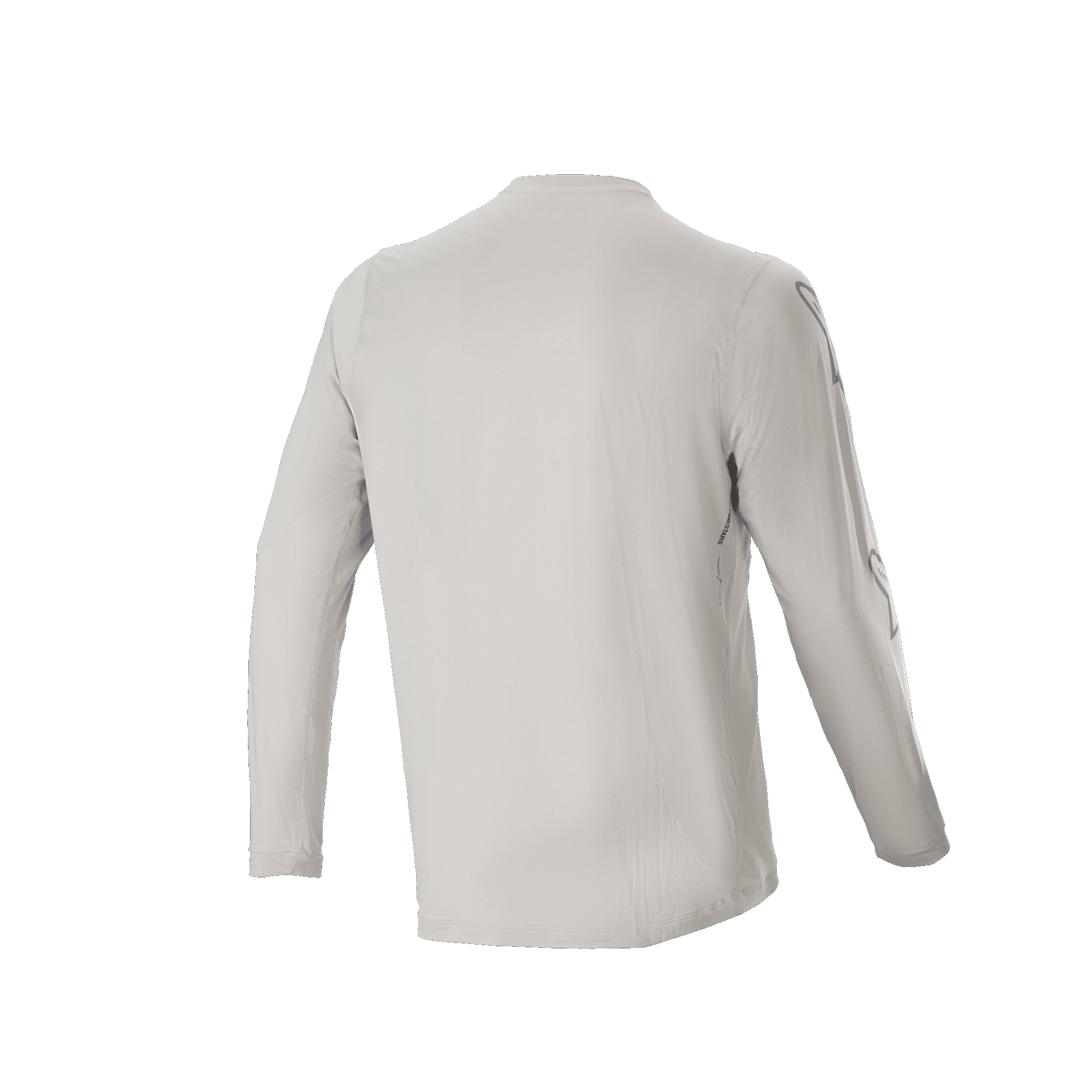 Camisola de Manga Comprida Alpinestars A-Dura Switch, cinzento claro, vista traseira mostrando as mangas compridas e o design de cauda mais longa, tecido jacquard leve com absorção de humidade para BTT