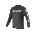 Camisola Alpinestars A-Dura Dri Oscar de manga comprida, camisola de ciclismo, preto refletor, com um grande logótipo prateado refletor no peito e padrões gráficos nas mangas, vestuário técnico de alta performance para BTT