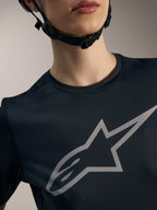 Black Women’s Stella A-Dura Ride Jersey featuring a silver Astars logo on the chest, technical mountain bike gear.