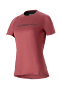 Alpinestars Stella A-Dura Dri Switch, camisola de manga curta para mulher, camisola de BTT, vermelho borgonha com logótipo preto, mangas em malha perfurada para respirabilidade, vestuário de ciclismo de performance