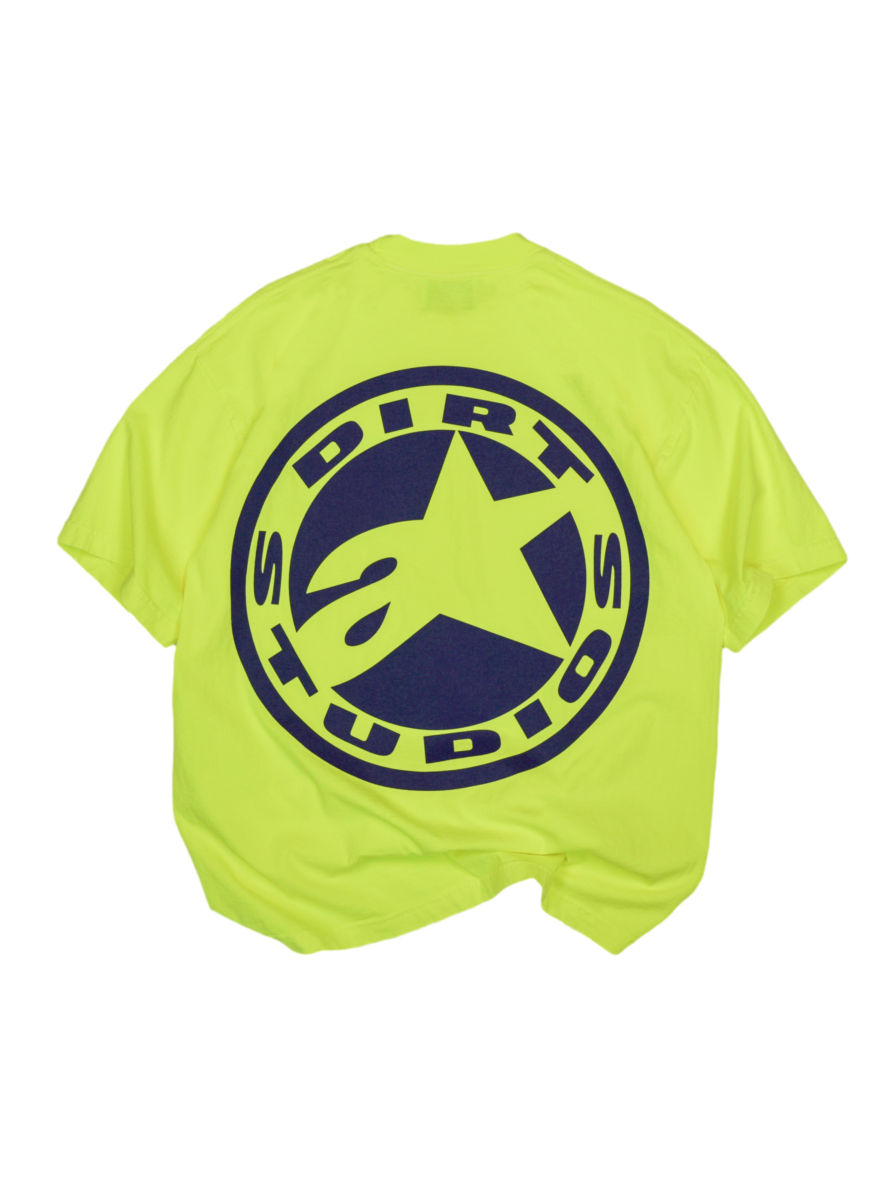 Alpinestars x Dirt Studios Limited Edition Tech Series T-Shirt, Fluo Yellow cotton with oversized navy back logo.
