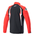 Jaqueta Softshell Alpinestars Honda, vermelho e preto, vista traseira com painel central preto e mangas vermelhas, com grafismos contrastantes em branco e vermelho, logótipo Alpinestars na gola e no ombro, design softshell desportivo inspirado no desporto motorizado