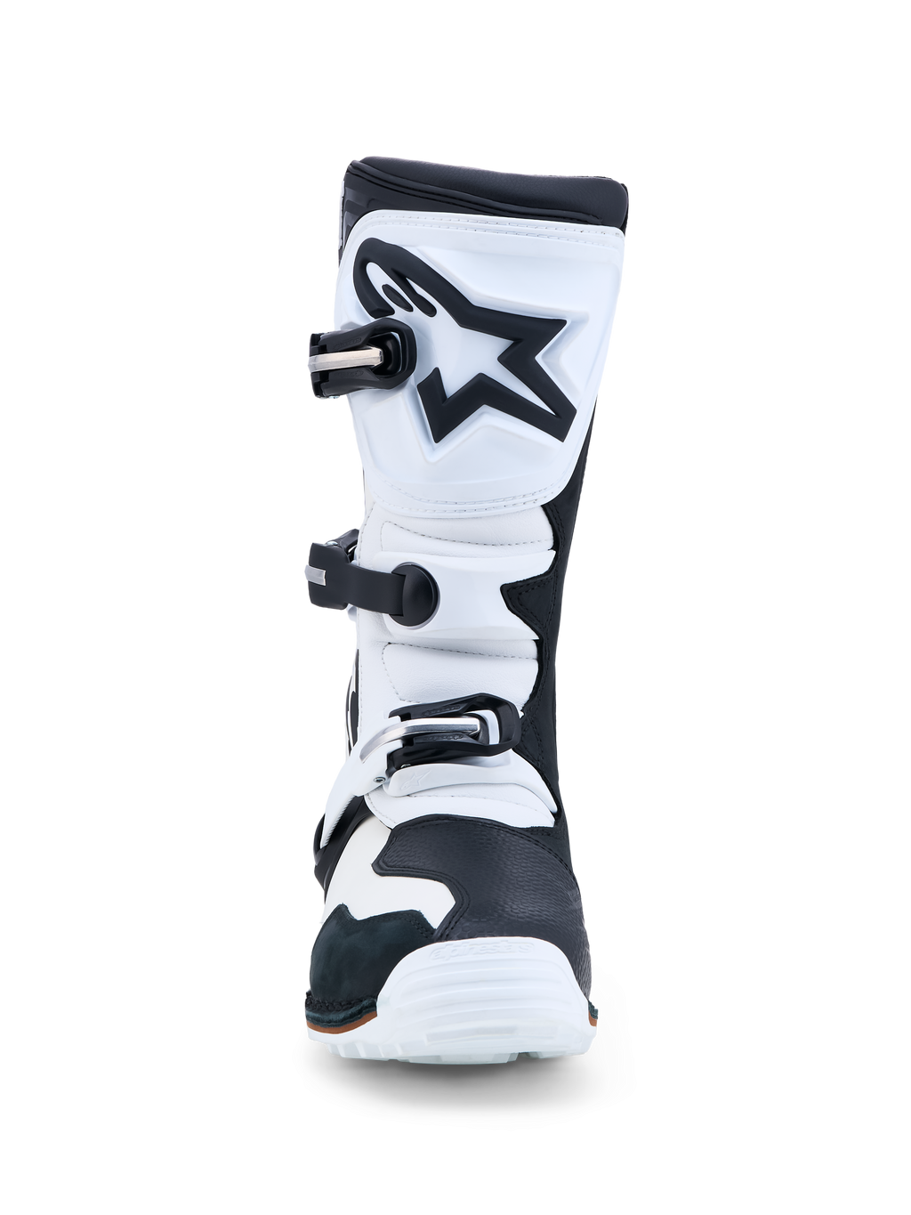 Alpinestars Botas Tech-T, botas de moto para trial para homem, pretas e brancas, proteção de canela em TPU, certificadas CE, construção em couro e microfibra