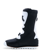 Alpinestars Botas Tech-T, botas de moto para trial em pele pretas e brancas, caneleira em TPU e sola de alta aderência.