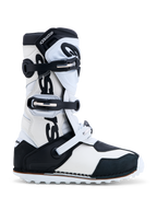 Alpinestars Botas Tech-T, botas de moto para trials masculinas, pretas e brancas, com placa de canela em TPU e construção em couro, certificadas CE