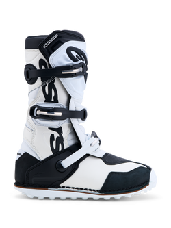 Alpinestars Tech-T Boots, Men's Trials Motorcycle Boots, Black and White, CE Certified Leather, Three-Buckle Closure.