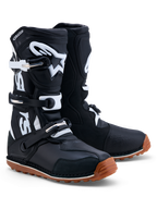 Alpinestars Tech-T, botas de trials para homem, pretas e brancas, em couro com caneleira em TPU e sola de borracha aderente