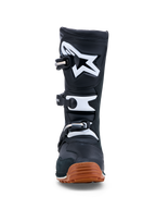 Alpinestars Botas Tech-T, botas de moto para trials masculinas, pretas e brancas, construção em couro com sola de borracha de alta aderência