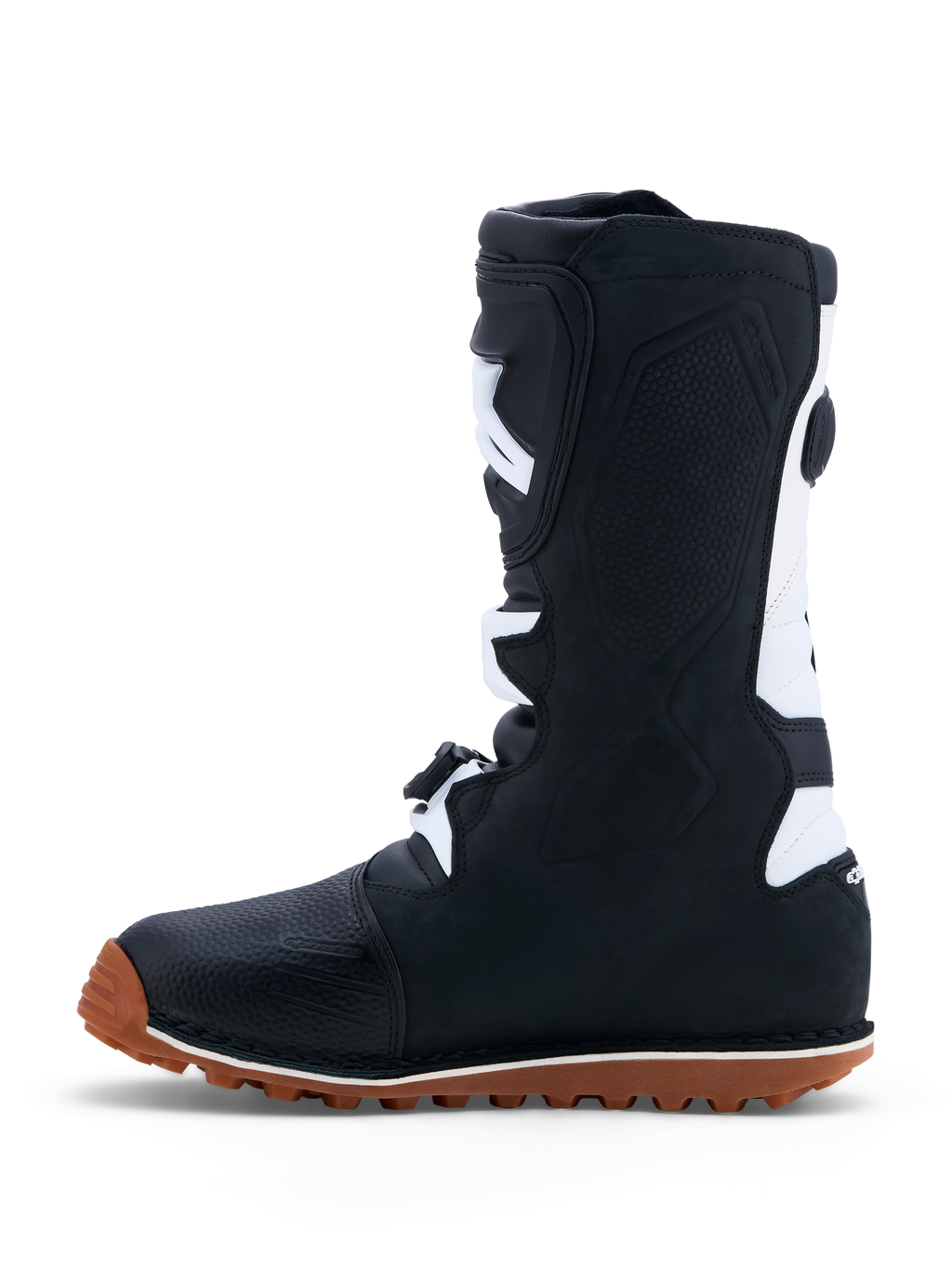 Alpinestars Botas Tech-T, botas de moto para trials, masculinas, pretas e brancas, em couro e microfibra, certificadas CE, sola de borracha de alta aderência