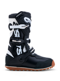 Alpinestars Tech-T, botas de moto para trials, pretas e brancas, construção em couro, certificadas CE, sola de borracha de alta aderência