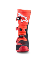 Alpinestars Tech-T, botas de trial para homem, vermelhas fluorescentes e pretas, em couro com placa de canela em TPU e certificação CE.