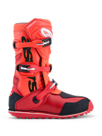 Alpinestars Tech-T, botas de moto para trials vermelhas fluorescentes e pretas, com fecho de três fivelas e proteção TPU