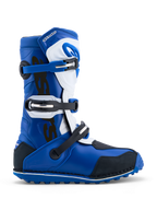 Alpinestars Botas Tech-T, botas de trial azuis e brancas, sistema de três fivelas, sola de alta aderência, certificadas CE