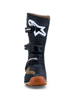 Alpinestars Tech-T, botas de moto para trials, masculino, castanhas e pretas, construção em couro com sola de borracha gomada, placa de canela em TPU e logótipo branco