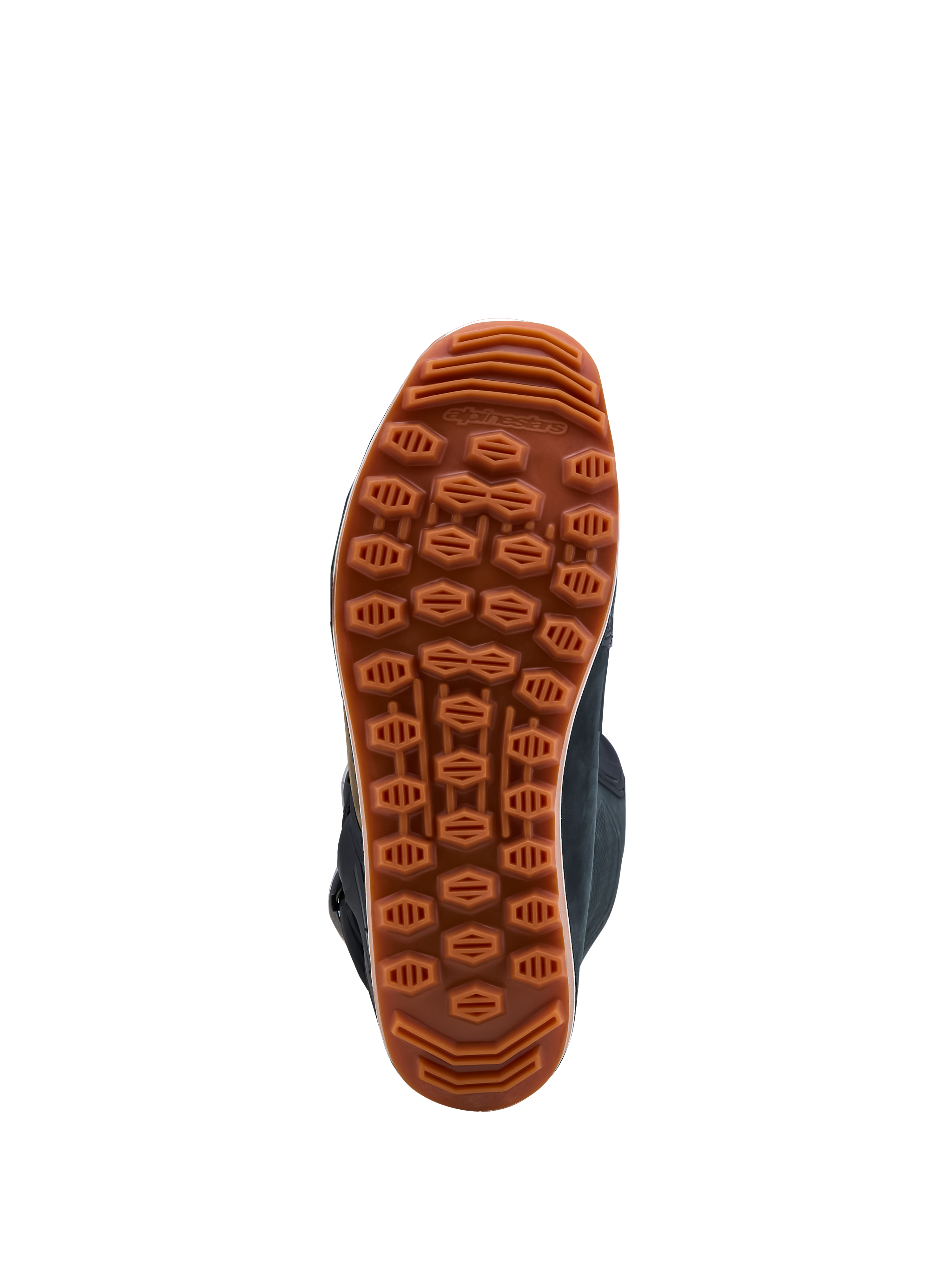 Alpinestars Botas Tech-T, botas de moto para trials, sola de borracha castanha e preta, design de alta aderência