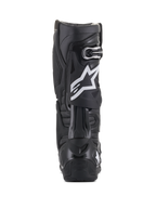 Alpinestars Tech 10 Boots, Black, Rear view featuring white star logo on the calf, durable TPU shell and microfiber construction, designed for high-performance motocross and off-road riding