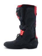 Alpinestars Tech 10 Boots, Motocross Boots, Black and Red, side view showing the protective TPU chassis, cold-forged aluminum buckles, and streamlined off-road design.