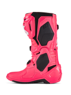 Botas Alpinestars Tech 10, botas de motocross, cor-de-rosa Diva e branco, com painéis de proteção em TPU pretos, estrutura de flexão articulada e design robusto para todo-o-terreno