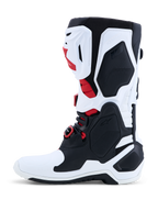 Alpinestars Tech-10 Motocross Boots, White and Black with Red, CE-certified TPU shell for professional off-road racing.