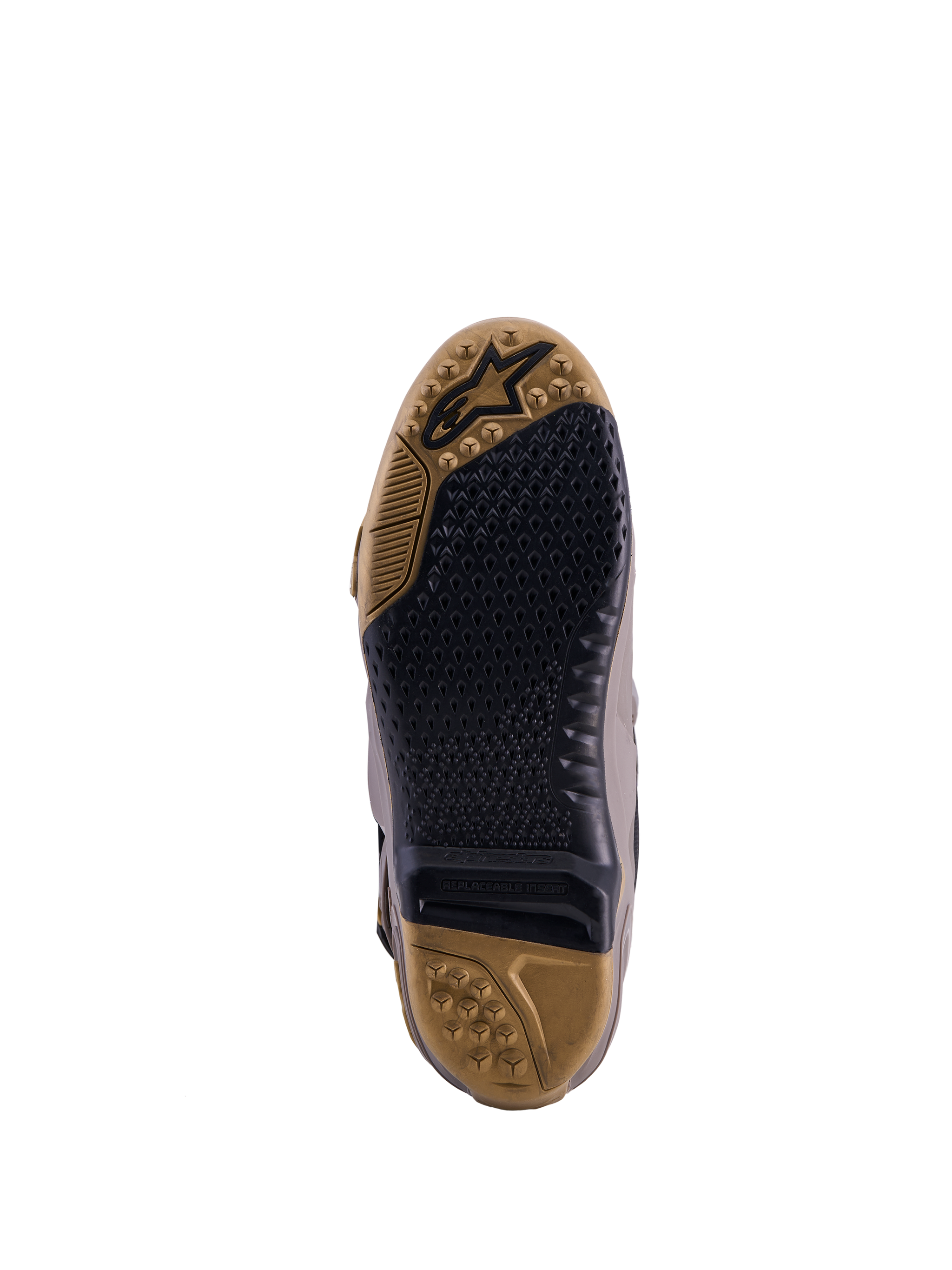 Sola das Botas Tech 10 Air Gold Edição Limitada em Earth Brown e preto, com aderência texturada e inserção substituível.