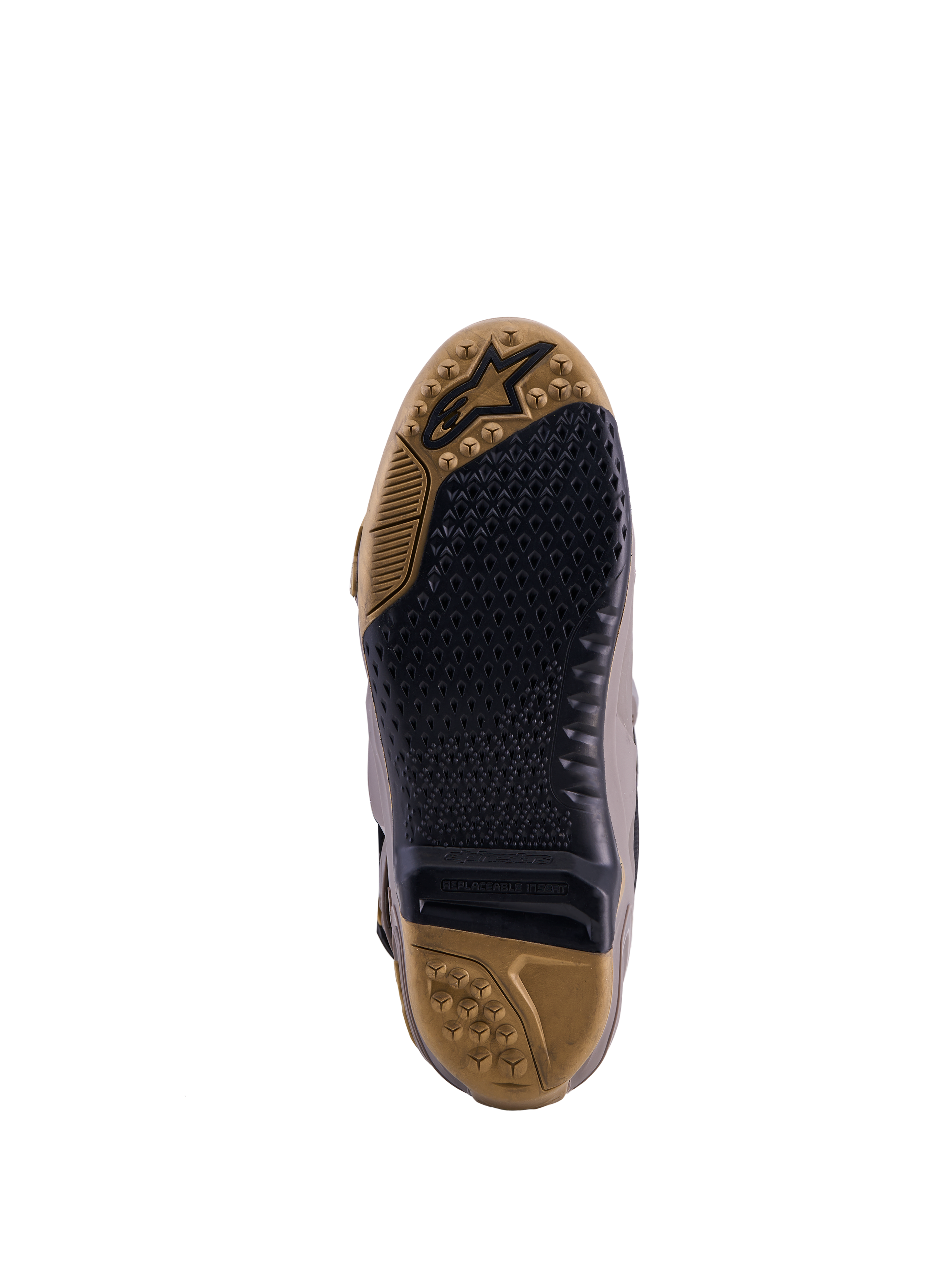 Limited Edition Tech 10 Air Gold Boots sole featuring Earth Brown and black textured grip with a replaceable insert.