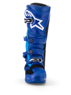 Alpinestars Yamaha Tech 7 Boots, Motocross Boots, Blue and White, front view, featuring white Astar logo, silver buckle system, and rugged TPU protective shell for dirt bike racing
