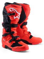 Alpinestars botas Tech 7 Enduro, botas de moto todo-o-terreno, vermelhas e pretas, com proteção TPU e fecho de fivelas.