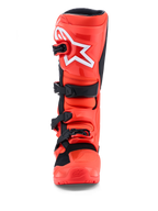 Alpinestars Botas Tech 7 Enduro, botas de motocross para homem, vermelhas fluorescentes e pretas, proteção em TPU, certificadas CE, vista frontal.