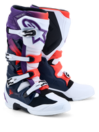 Alpinestars Tech 7, botas de motocross para homem, roxas, brancas, azuis escuras e vermelhas fluo, certificadas CE com proteção TPU