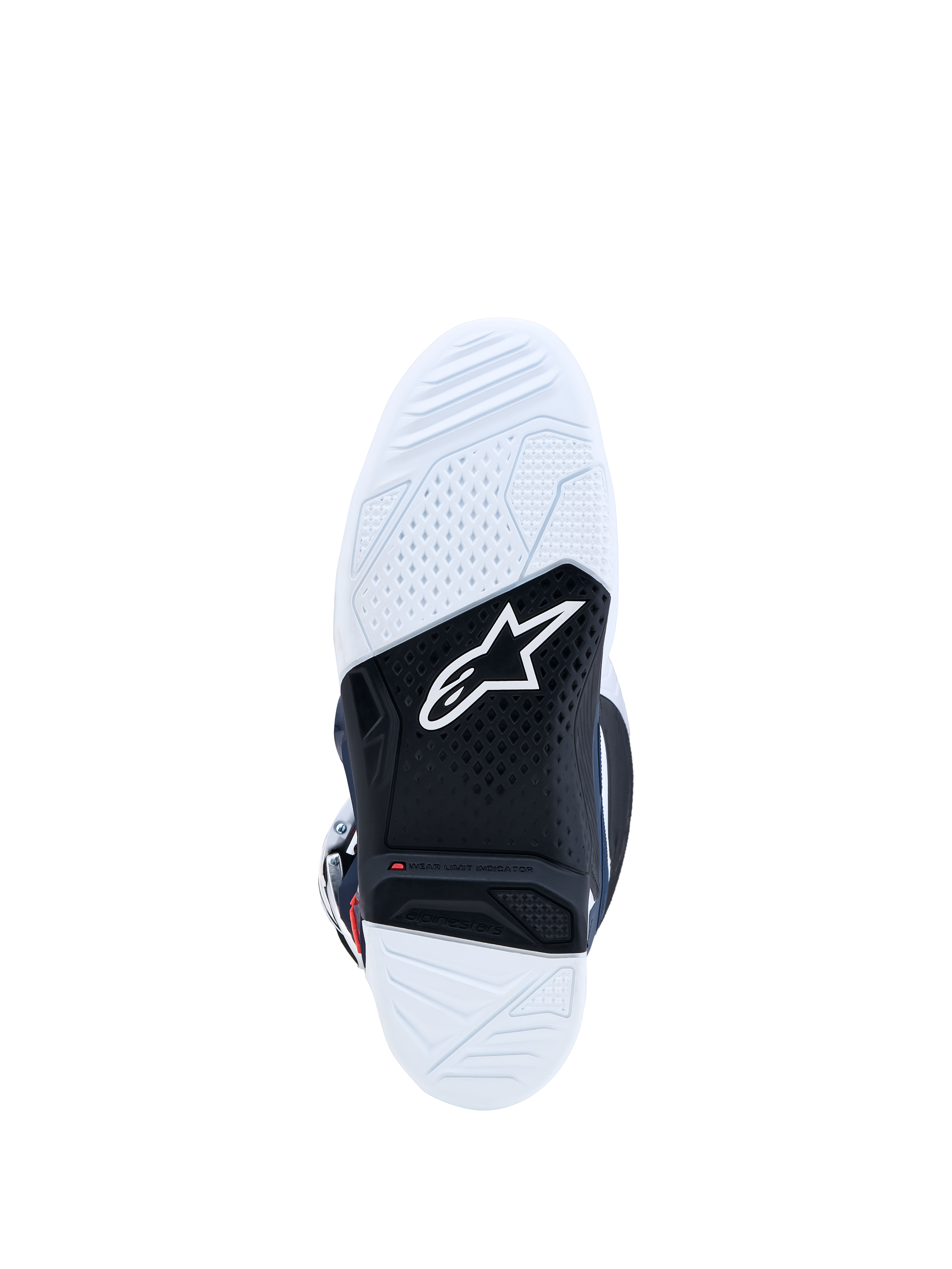 Alpinestars botas Tech 7, sola de borracha de composto duplo branca e preta com indicador de limite de desgaste vermelho, botas de motocross