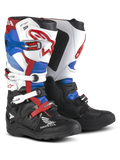 Honda Tech 7 Enduro Drystar® Boots, Motorcycle Enduro Boots, Red Blue Black and White, Multiple Adjustable Buckles, Honda Branding, Rugged Protection, Tall Ankle Support Design