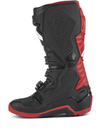 Alpinestars Honda Tech 7 Enduro Drystar® Boots, Motocross and Enduro Boots, Black and Bright Red, side profile view featuring heavy-duty buckles, TPU protective plates, and a red reinforced sole