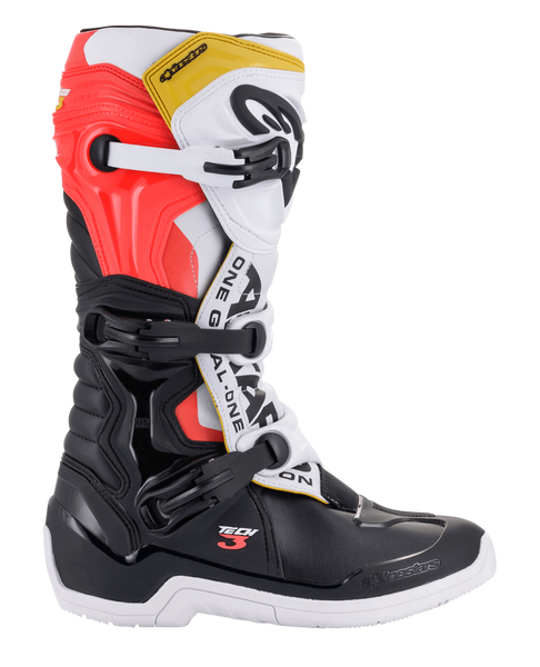 Alpinestars Tech 3 ブーツ レッド/ホワイト/イエロー Botas Tech 3 - botas MOTOCROSS PRETO